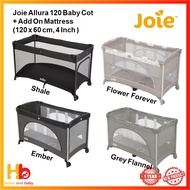 Joie Allura 120 Baby Cot + Add On Mattress (120 x 60 cm, 4 Inch )