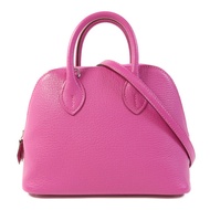 HERMES Chevre Mysore皮革Mini Bolide 1923銀扣手挽肩背兩用袋Rose Purple