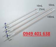 buret thủy tinh 25ml - 50ml buret chuẩn độ dùng đo lường