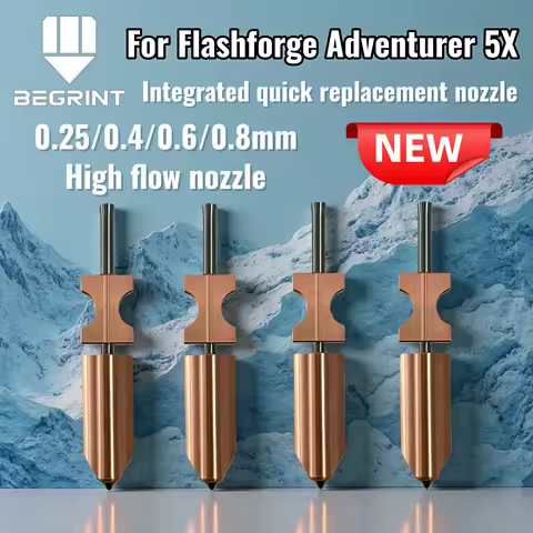 For Flashforge AD5X Bimetallic Nozzle New Upgraded Hardened Steel Hotend Nozzles 0.25/0.4/0.6/0.8mm 