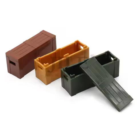 10pcs Moc Container Treasure 2x6 Rectangular Wooden Case DIY Building Brick Blocks City Street View 
