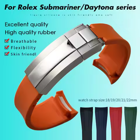 18mm 19mm 21mm 22mm Rubber Watchband Fit for Rolex Submariner Daytona GMT Seiko Silicone Strap Black