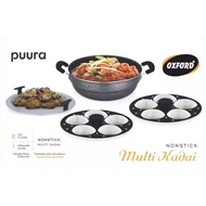 OXFORD RIO 3 in 1 Non Stick Multi Kadai Idly 10 / 14 / 16 Idli Maker Multi Steamer Pot Non Stick Pan