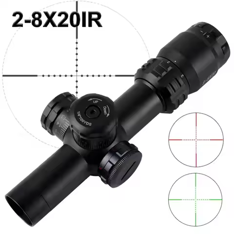 2-8X20IR Compact Tactical Riflescope Optical Collimator Adjustable Green Red Dot Sight Spotting Scop