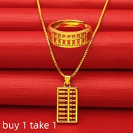 Gold 916 Original Malaysia Chain for Women Necklace for Women Korean Style Gold Jewelry Pendant Bridal Jewelry Set Birthday Gift for Women Rantai Fortune Abacus Pendant  Necklace Men Korean Style Gold Jewelry Chain for Women 916 Gold Ring for Men