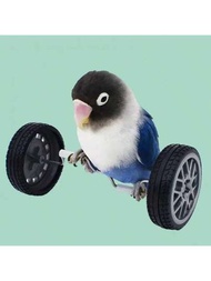 1入組鸚鵡平衡玩具旋轉輪鳥自行車迷你雙排滾輪溜冰鞋寵物鳥智能互動訓練玩具