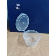 2oz 50ml round disposable plastic food container hinged +- 50pcs 2oz deli container