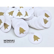 Gold Christmas Tree White Gift Tags Mini Present Message Card (12pcs)