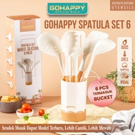 Gohappy Spatula Set White Bucket Silicone 6 Pcs Premium Sutil Set