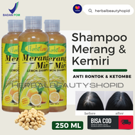 Herbalove Shampo Kemiri Merang 250ML Shampo Anti Ketombe Shampo Rambut Rontok Penumbuh Rambut