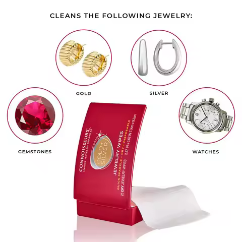 Connoisseurs Jewelry Wipes Portable 25 Dry Disposable Gold Silver Platinum Jewellery Sparkle Cleaner