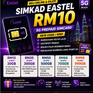 SIMKAD EASTEL RM10 5G PREPAID | 300GB 500GB 700GB 999GB | NEW USER MNP