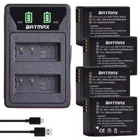 DMW-BLG10 DMW BLG10 BLG10e BLE9 Battery + LED Built-in USB Dual Charger Type C for Panasonic LUMIX G