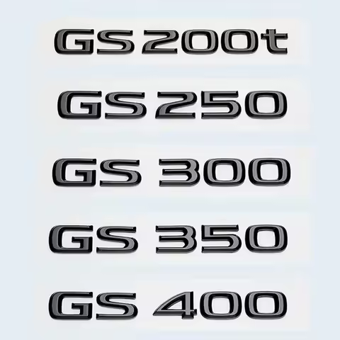 QA 3D Chrome Glossy Black ABS Letters GS200t GS250 GS300 GS400 GS460 GS450h HYBRID Emblem For Lexus
