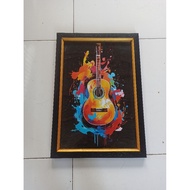 Wall decoration size 53x35cm aesthetic guitar picture print painting frame set