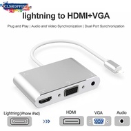 สาย HDTV OTG สําหรับฟ้าผ่า iPhone เพื่อ HDMI VGA 3.5 มม. เสียงแจ็ควิดีโออะแดปเตอร์ HDMI ขยายฮับสําหร
