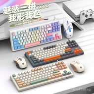 Keyboard Set Rainbow Keyboard Mouse Mouse Dazzling Silver Fox K600Keycap Business Wired Office Three