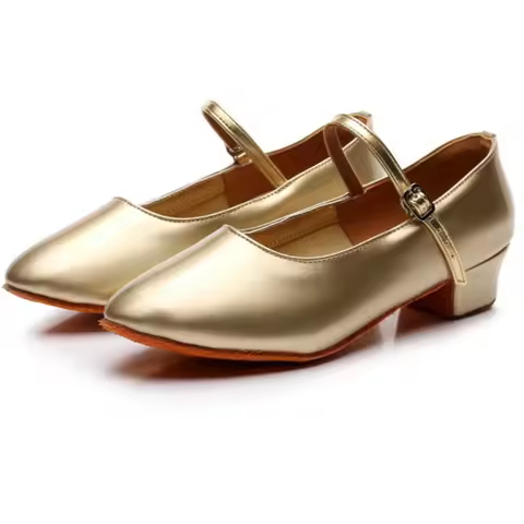 Uyghur Dance Shoes Modern Style, Ethnic Folk Performance Shoes, Women's Gold Heel Shoes, Stage Dance