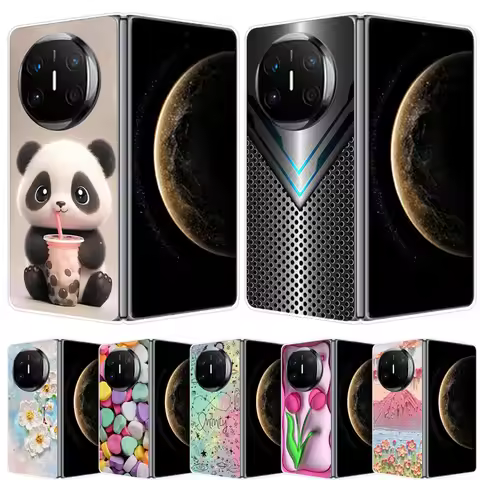 Case For Huawei Mate X6 X5 X3 X2 Transparent Hard Folding Luxury Painted For Honor Magic V3 Vs3 V2 V
