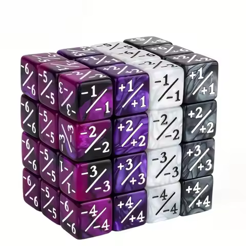 48pcs Magic Counter Dice Plus 1 MTG Counters Dice Set Marble Life Buff Tokens D6 Dice, TCG, Card Gam