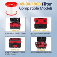 2 Pack Wet Dry Vacuum HEPA Filter Replacement 49-90-1900 Compatible with Milwaukee Cordless Vacuum -