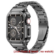 สายเหล็กสแตนเลส45มม. 44มม. + สายเคสสำหรับ Apple Watch 49มม. กันชนโลหะพิเศษ44มม. ปลอกคอกันสุนัขเลียอุปกรณ์เสริมสายรัดยาง I Watch Series 4 5 SE 6 7 8 (ไม่มีนาฬิกา)