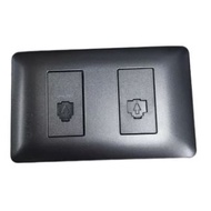 Omni 2 Gang LAN and Telephone Outlet w/Plate (Designer Series) DarkGray - DWT-302G+DWC-303G+DWP-112G