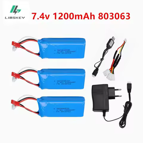 7.4V 1200mAh Lipo Battery for WLtoys V666 V262 V353 V333 V323 RC Car Spare parts 2S 7.4 V 803063 Bat