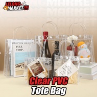 Transparent Luxury PVC Handbag Clear PVC Tote Bag with Secure Snap Button Closure Waterproof & Styli