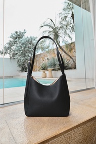 Luna - Double Strap Leather Tote Bag - Taupe