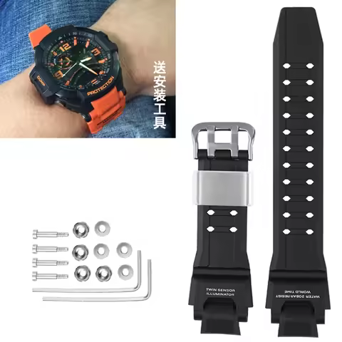 For Casio Watch GW-A1100 G-1400 GW-4000 GA-1000 Waterproof Sports Silicone Rubber Watch Strap Bracel