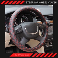 STEERING WHEEL COVER PU Leather Red Line Stitched Penutup Kain Merah Roda Stereng Kereta perodua myv