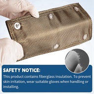 Exhaust Pipe Shield 6 Inch X 12 Inch Titanium Heat Shield with Stainless Steel Clamps and Gloves Up