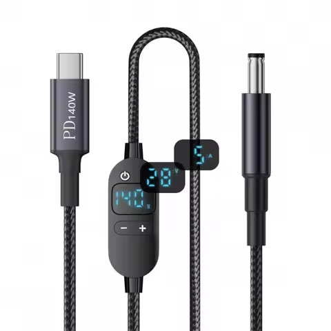 A003 USB C to DC Jack 140W Power Cable Type C USB-C Input to 20V 15V 12V 9V 5V DC 5.5x2.5mm Output P