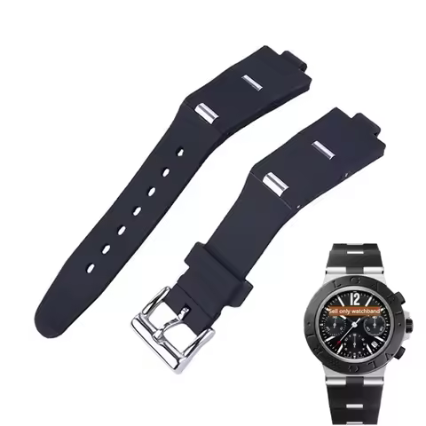Rubber silicone strap for Bvlgari Watch Strap with notch DP42C14SVDGMT men's and women's Black Watch