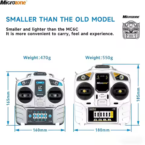 MicroZone MC6C Mini V2 2.4G 6CH Transmitter Receiver Radio System For RC Airplane Drone Helicopter B
