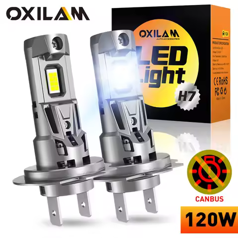 OXILAM 2Pcs H7 LED Bulb Headlight Canbus Wireless 120W 22000LM Mini LED H7 Bulb Car Headlamp Auto La
