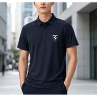 Simple shield print men's polo shirt, youth commuter short-sleeved T-shirt FK44
