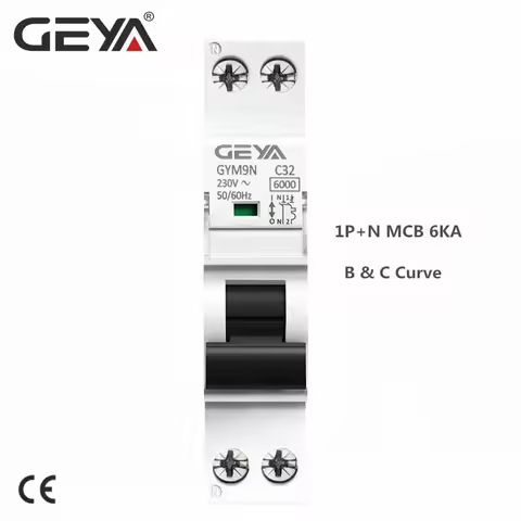 GEYA GYM9N 1P+N MCB 6A 10A 16A 20A 25A 32A 40A 220V Curve B Curve C AC Miniature Circuit Breakers 6K