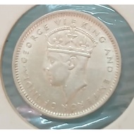 1939 MALAYA KING EDWARD VI 10 CENTS SILVER COIN.