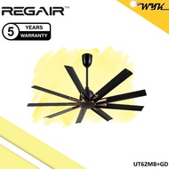 Regair Ut 62/72'' Dc 9 balde Ceiling Fan (8F+8R)(16Speed/Matte Black + Gold)