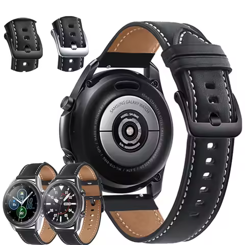 For Samsung Galaxy Watch 3 41mm 45mm Strap 22mm 20mm Genuine Leather Bracelet Watchbands Wristband F