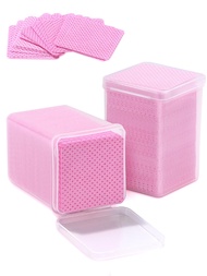 TEOYALL Lint Free Nail Wipes, 400 PCS Non-Woven Fabric Nail Cleaning Pads Pink Lash Extensions Glue 