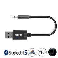 Aux to Bluetooth 5.0 อะแดปเตอร์ตัวรับสัญญาณบลูทูธ 3.5 มม.สำหรับรถยนต์ USB 2.0 ถึง 3.5 มม.แจ็คชุดไมโครโฟนในตัว