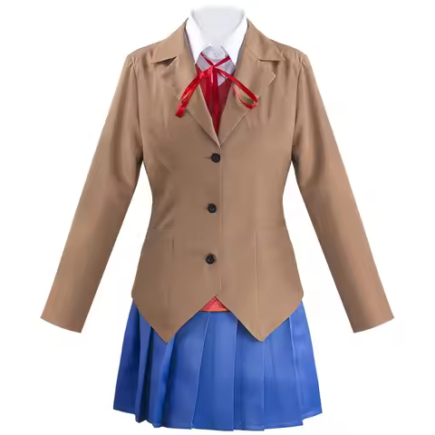 Monika Cosplay Anime Doki Doki Literature Club Sayori Yuri Natsuki Cosplay Costume School Women Unif