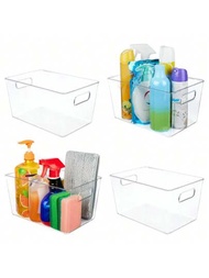 透明塑料儲物盒，適合食品，可用於廚房，冰箱，冷凍庫，櫥櫃。適用於組織大雜燴物品，門廳儲物櫃裝飾品，收藏品等。適用於組織兒童玩具或整理浴室櫥櫃。可用於組織化妝品和。