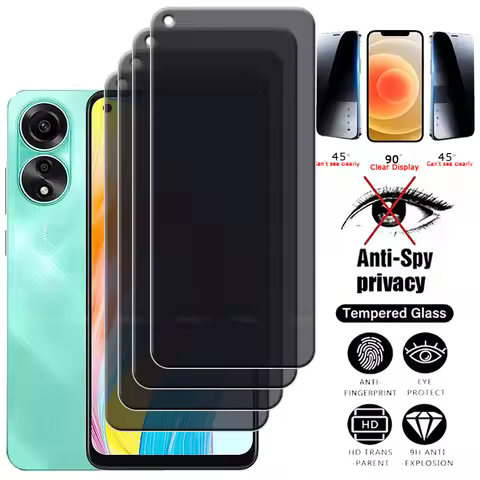 4Pcs For OPPO A78 4G Glass OPPO A78 4G Tempered Glass Protective HD 9H Privacy Anti-Spy Glue Screen 