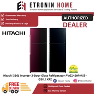 Hitachi 366L Inverter 2-Door Glass Refrigerator R-VGX450PMS9 - GBK / XRZ