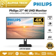 PHILIPS 27’’ 4K UHD Monitor 27E1N1800A - UHD@3840 x 2160 | HDR 10 | 60Hz | 4ms(GtG) | Flicker Free |