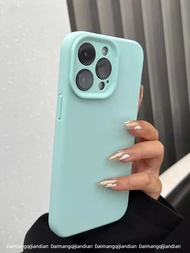 DAIMANG | เคส TPU สีพื้นสไตล์คลอกรับไอโฟน 16 Pro 13 12 Pro Max 14 Plus ป้องกันเลนส์เต็มรูปแบบ